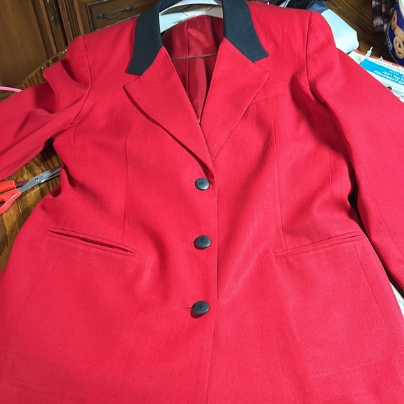 Leslie Fay Sportswear, ladies blazer, lipstick, red, black collar&Lapel, sz 16 - Picture 2 of 13